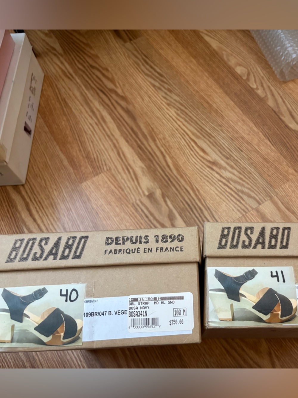 BOSABO Tan Wedges & Box with Branded Tissue - Picture 6 of 6
